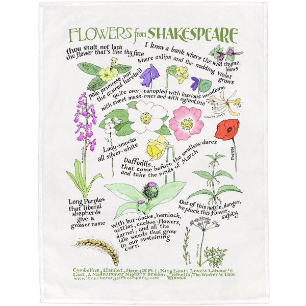 Shakespeare's Flowers Tea Towel