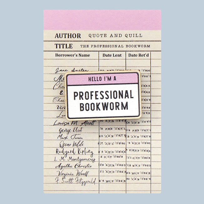 Professional Bookworm Wooden Brooch