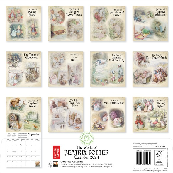 Beatrix Potter Wall Calendar 2024