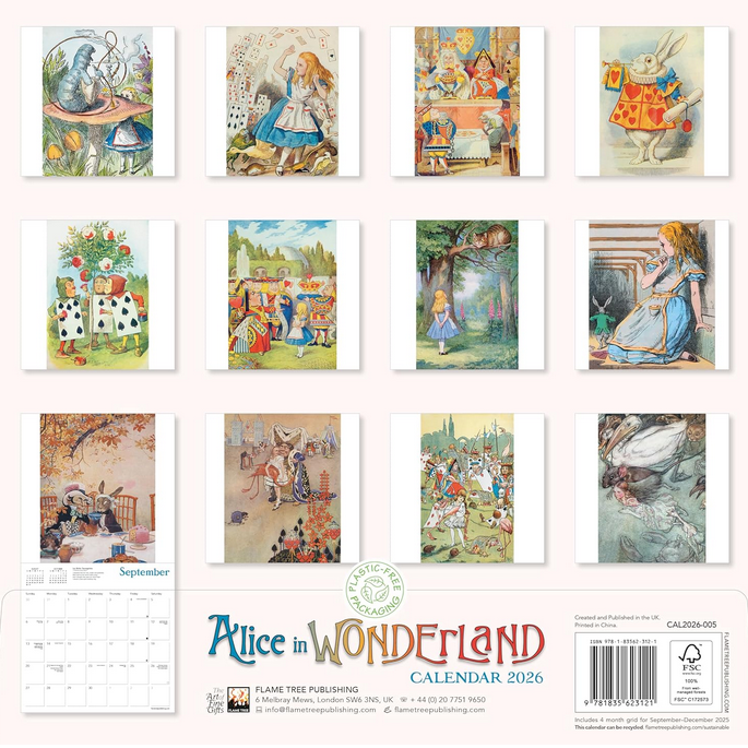 Alice in Wonderland 2026 Wall Calendar