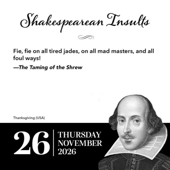 Shakespearean Insults 2026 Page-a-Day Calendar