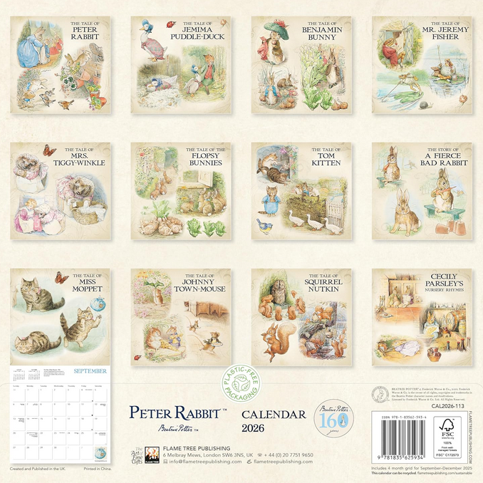 Beatrix Potter - The World of Peter Rabbit 2026 Wall Calendar