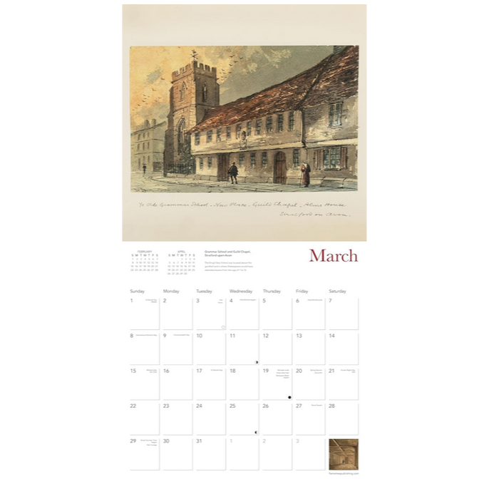 Shakespeare Homes and Haunts Wall Calendar 2026