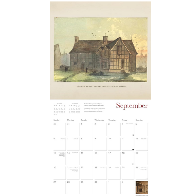 Shakespeare Homes and Haunts Wall Calendar 2026