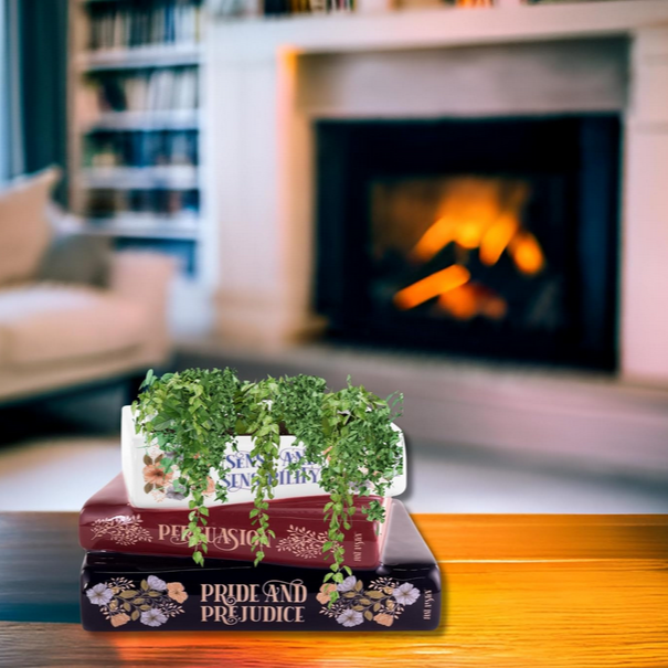 Jane Austen Book Stack Planter