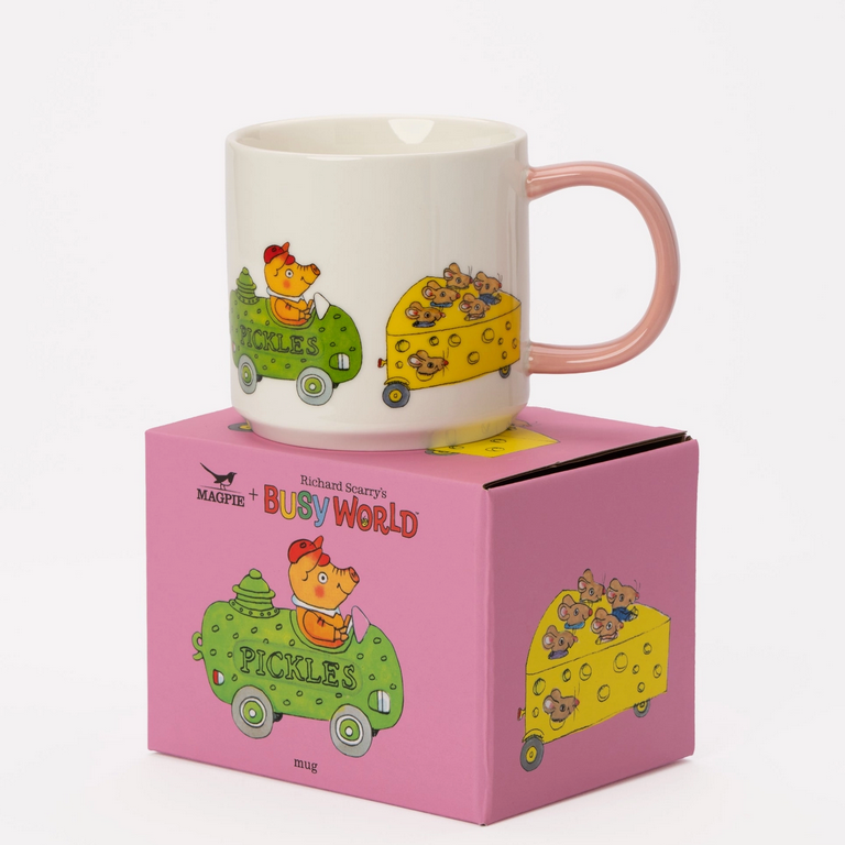 Richard Scarry Things That Go Mug (Pink Handle)