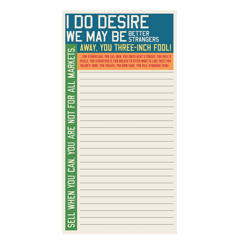 Shakespearean Insults Notepad