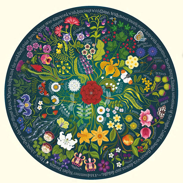 Shakespeare's Flowers 1000-Piece Circular Jigsaw Puzzle