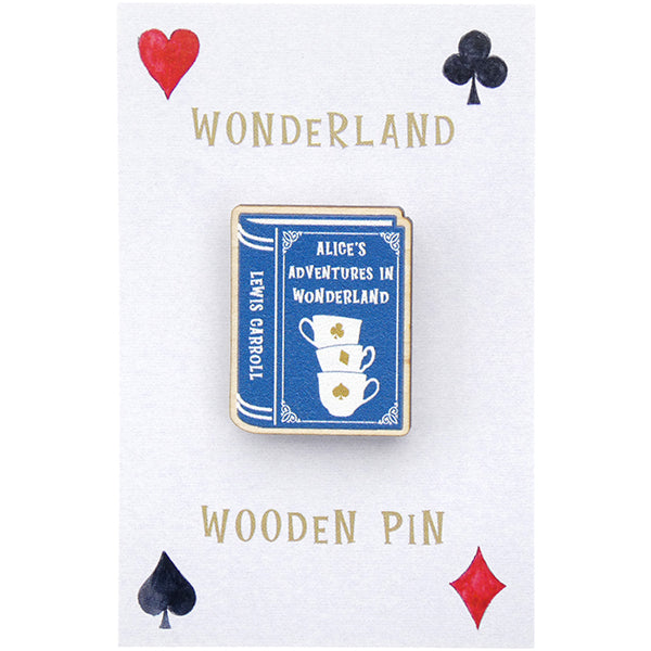 Alice in Wonderland Wooden Brooch