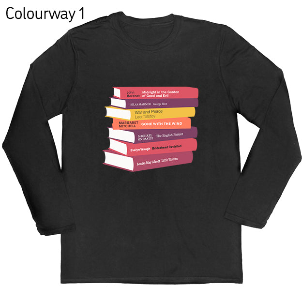 Long-sleeved Personalised Bookshelf T-shirt