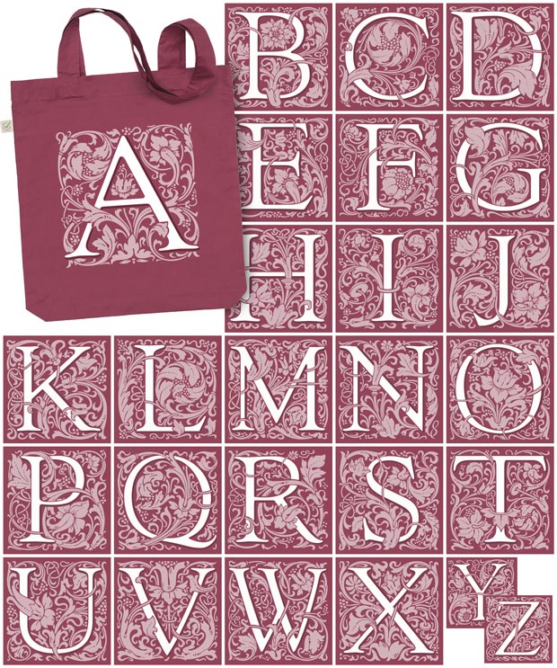 Decorated Initial Tote Bag