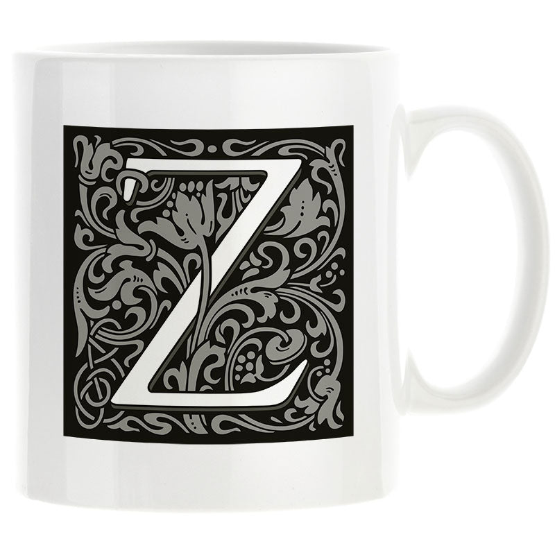 Decorated Initial Mug - Black