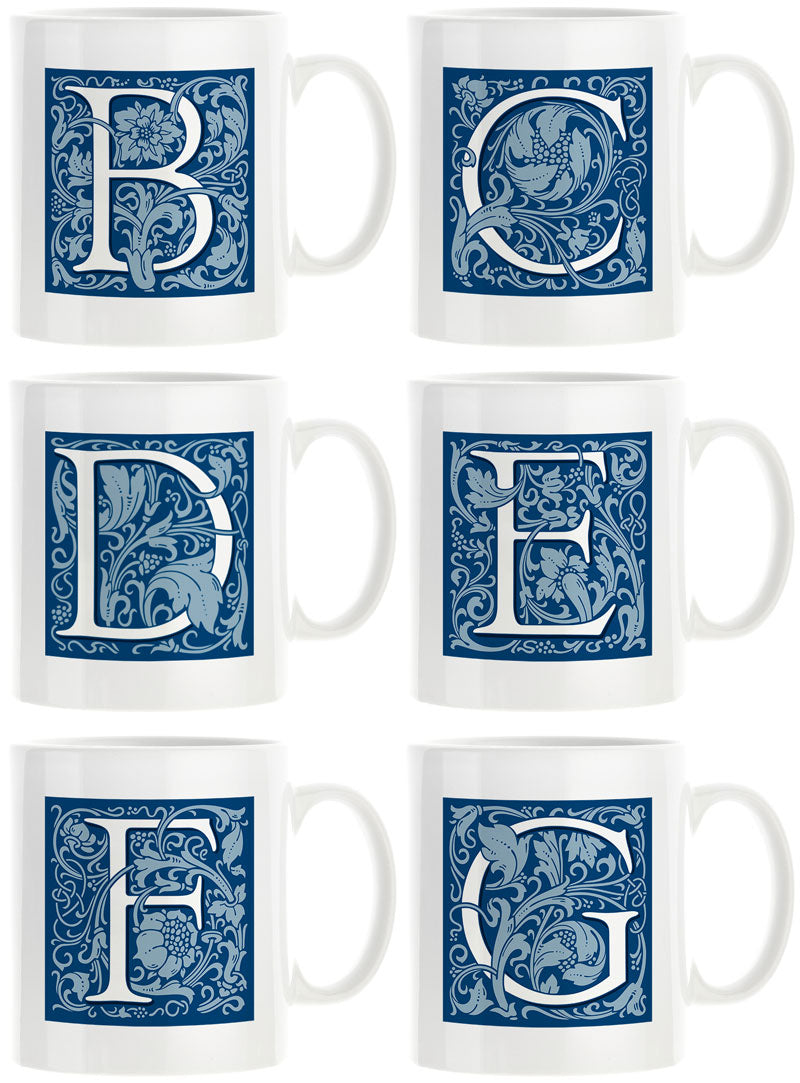 Decorated Initial Mug - Blue