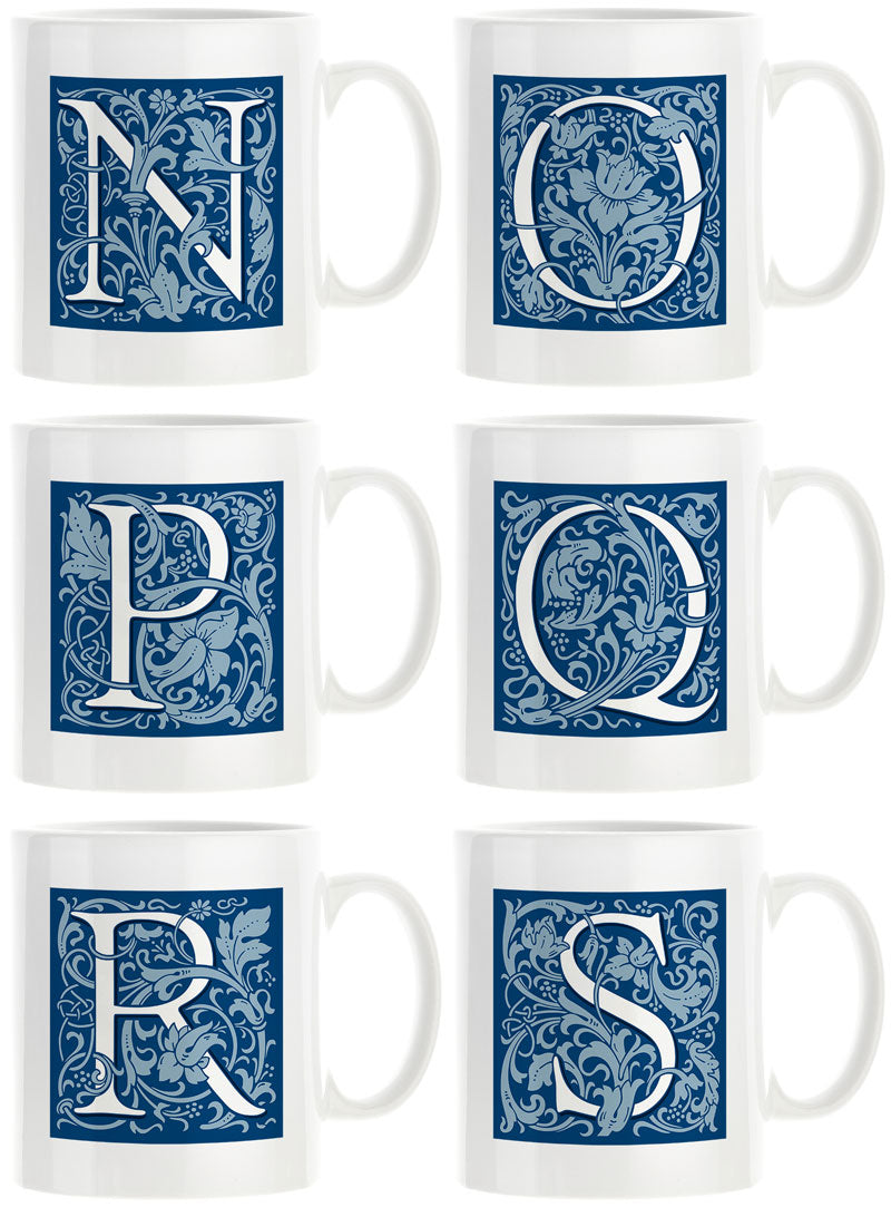 Decorated Initial Mug - Blue
