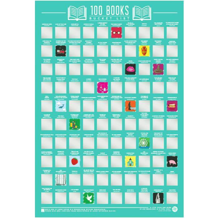 100 Books Scratch Off Bucket List Poster