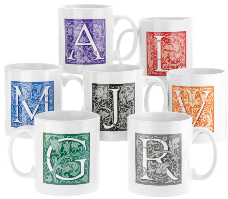 Decorated Initial Mug - Orange