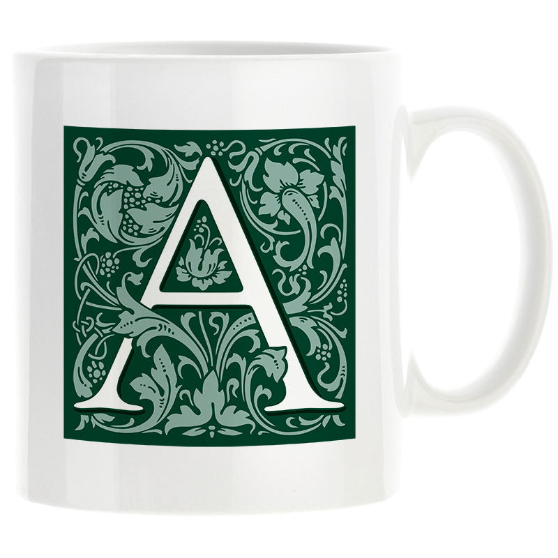 Decorated Initial Mug - Green