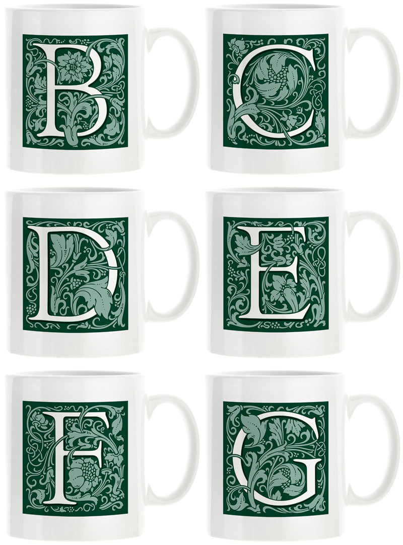 Decorated Initial Mug - Green