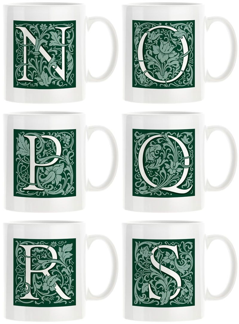 Decorated Initial Mug - Green