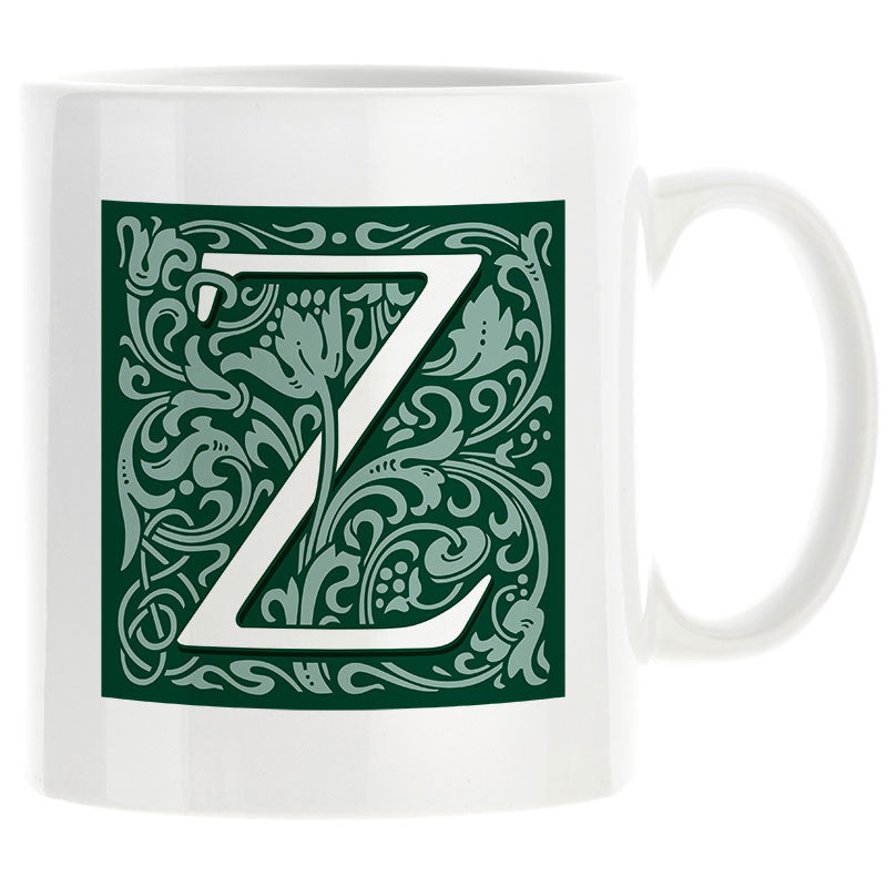 Decorated Initial Mug - Green