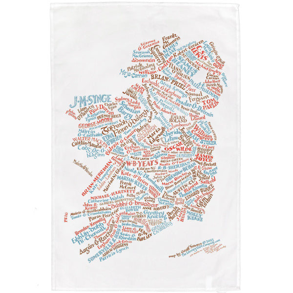 Literary Map of Ireland Tea Towel