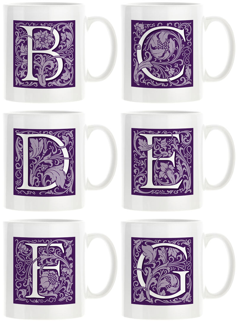 Decorated Initial Mug - Purple