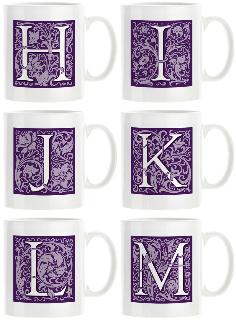 Decorated Initial Mug - Purple