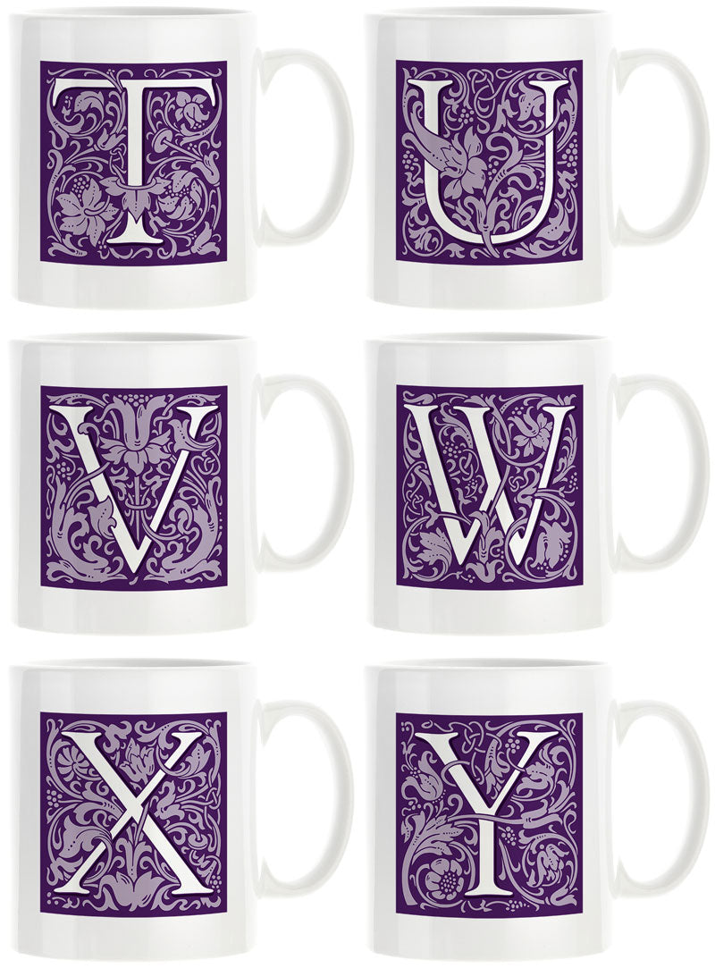 Decorated Initial Mug - Purple