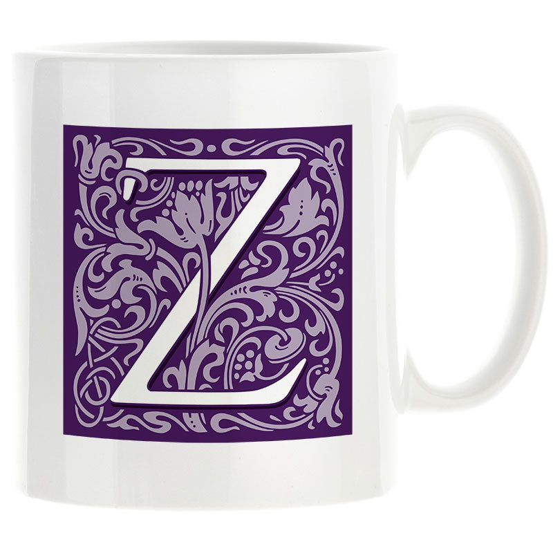 Decorated Initial Mug - Purple