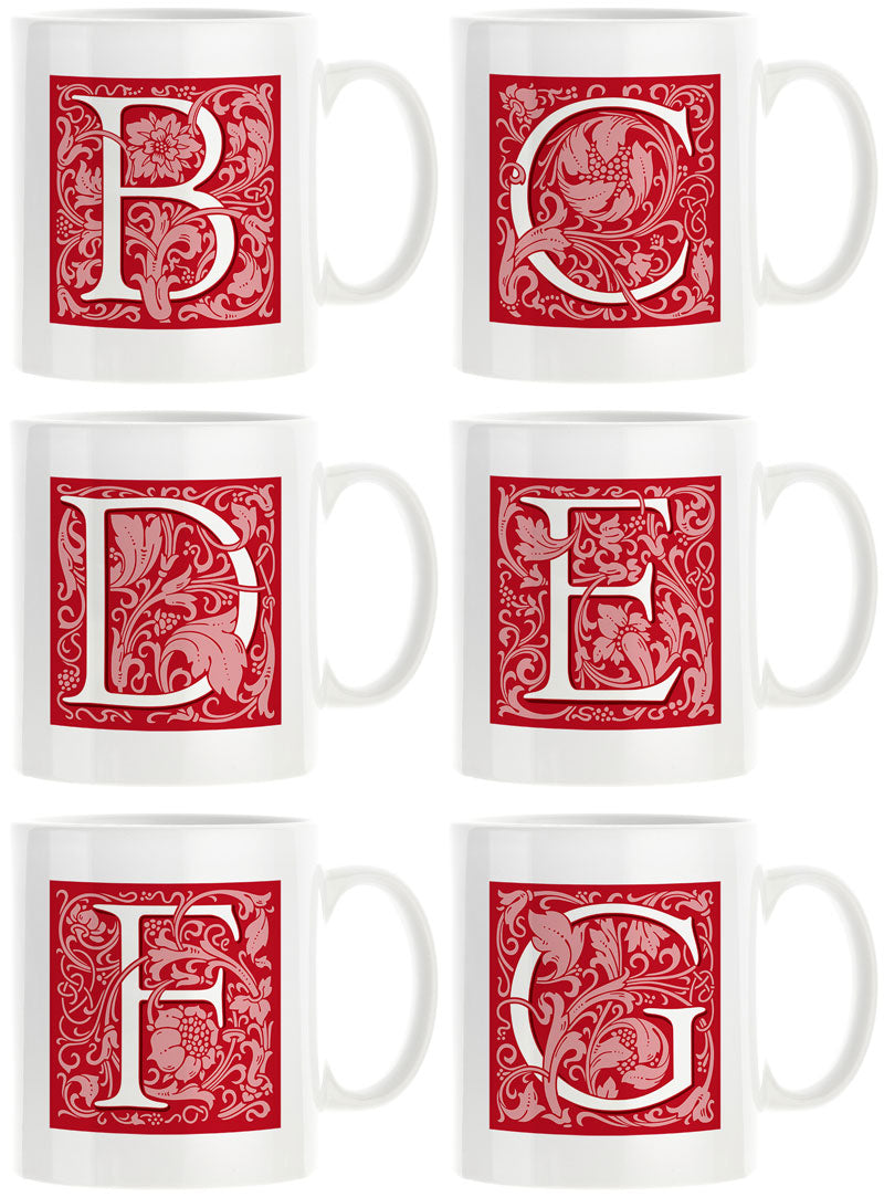 Decorated Initial Mug - Red