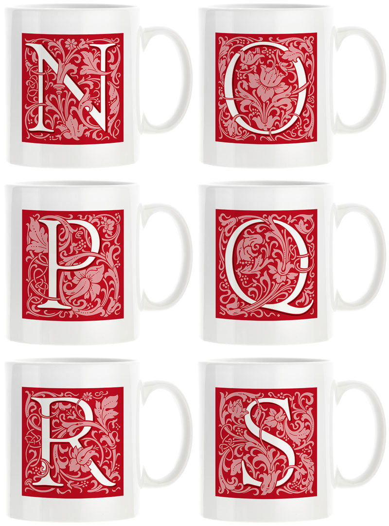 Decorated Initial Mug - Red