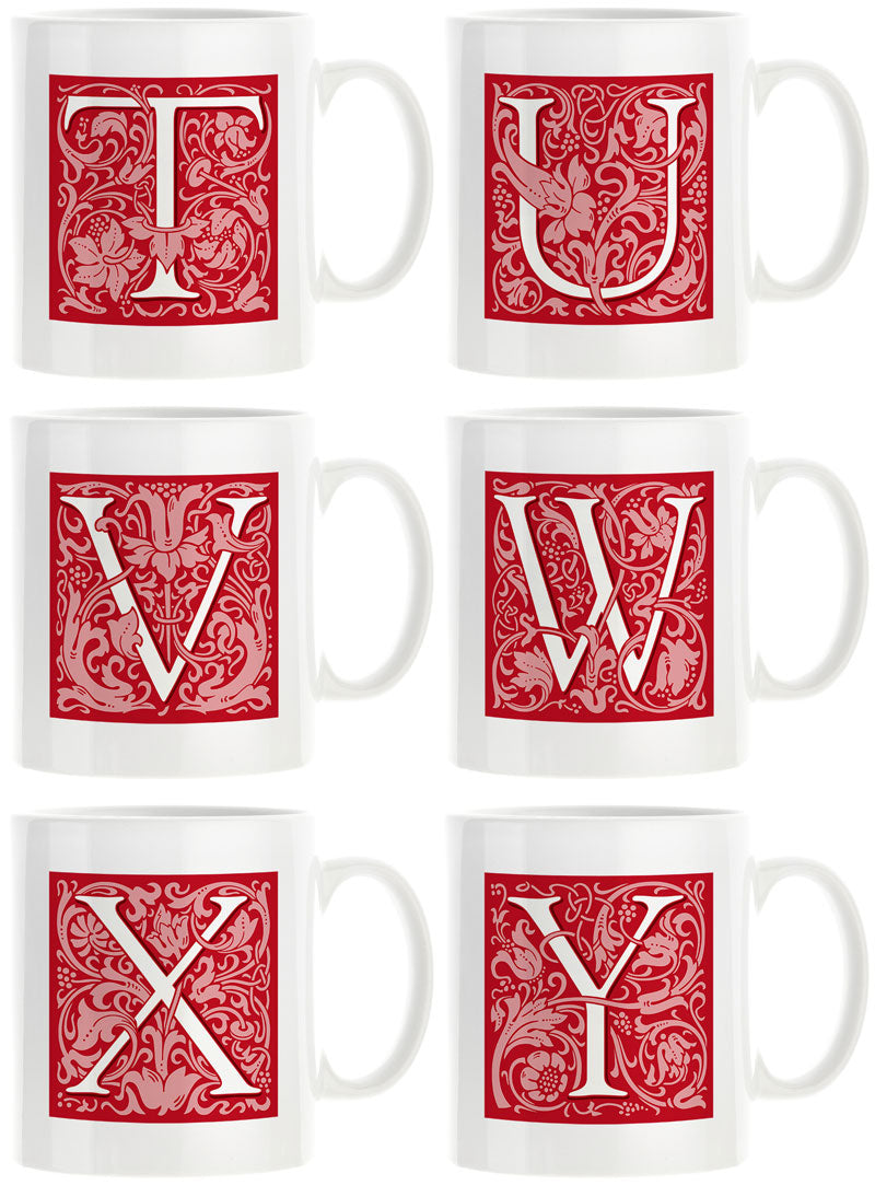 Decorated Initial Mug - Red