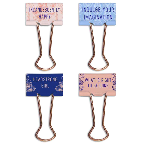 Jane Austen Floral Pattern Binder Clips