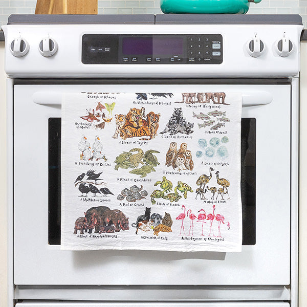 Animal Groupings Tea Towel