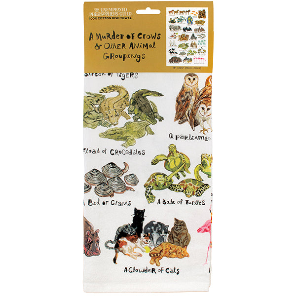 Animal Groupings Tea Towel