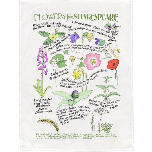 Shakespeare's Flowers Tea Towel