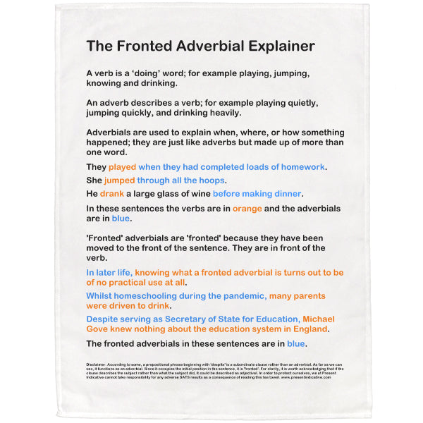 The Fronted Adverbial Explainer Tea Towel - DISCONTINUED STYLE