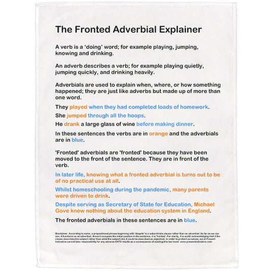 The Fronted Adverbial Explainer Tea Towel - DISCONTINUED STYLE