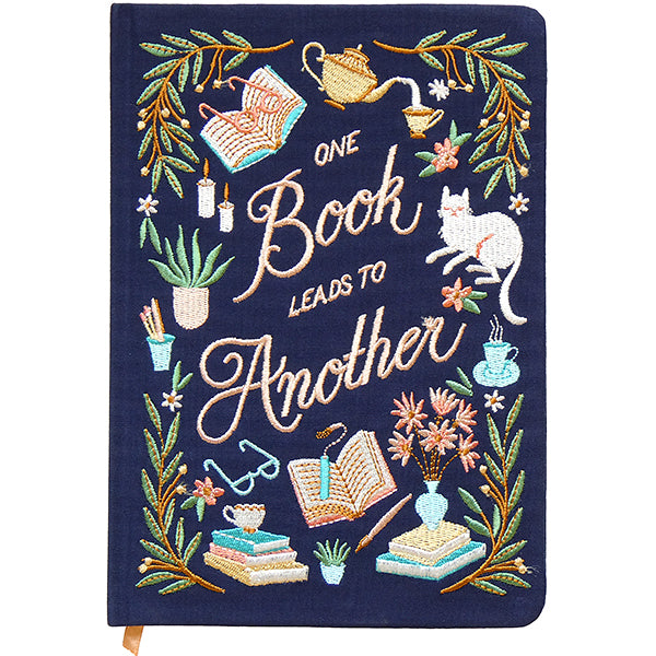 One Book Leads To Another Embroidered Notebook – The Literary Gift Company