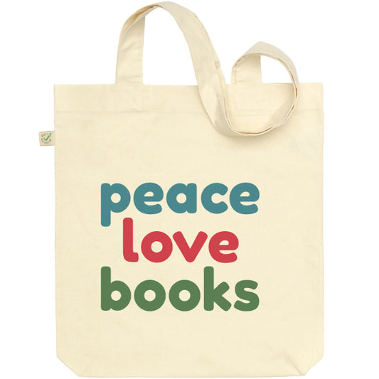 Peace Love Books Tote Bag
