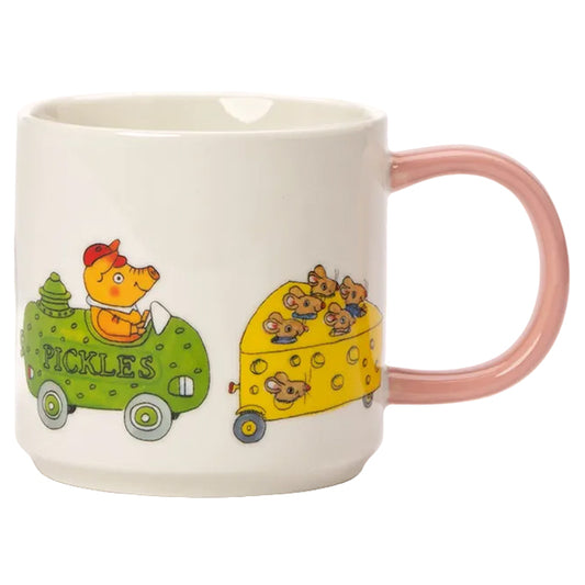 Richard Scarry Things That Go Mug (Pink Handle)