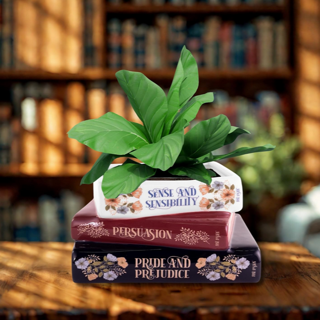 Jane Austen Book Stack Planter
