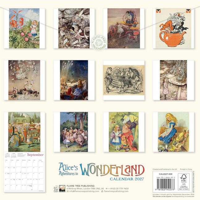 Alice in Wonderland 2027 Wall Calendar