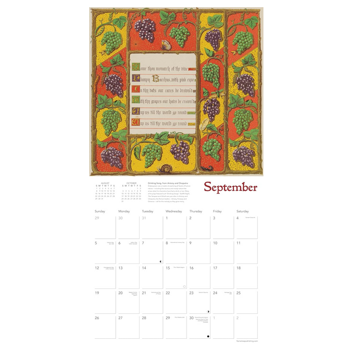 Songs of Shakespeare Wall Calendar 2027