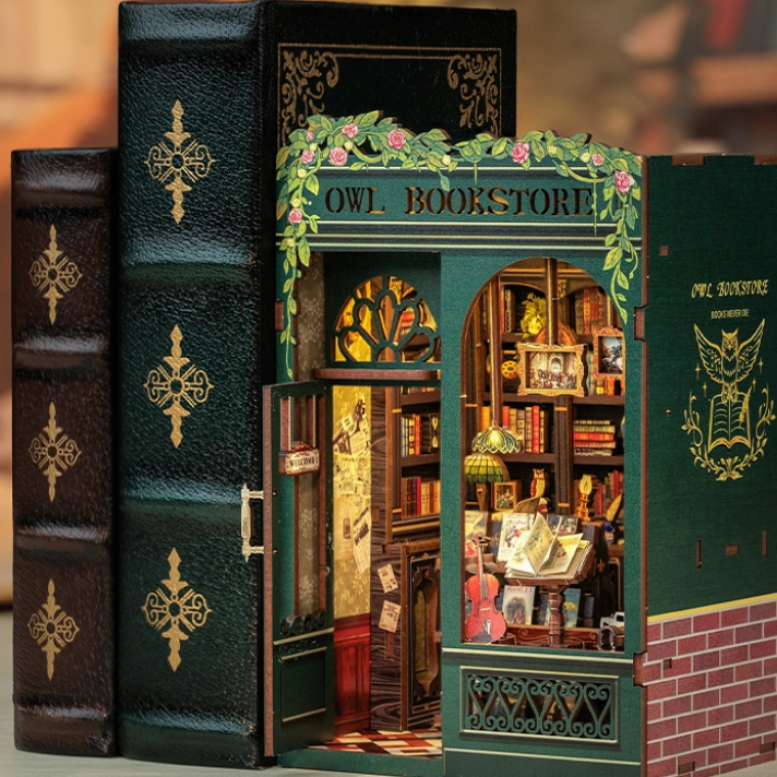 Owl Bookstore Miniature Book Nook Kit