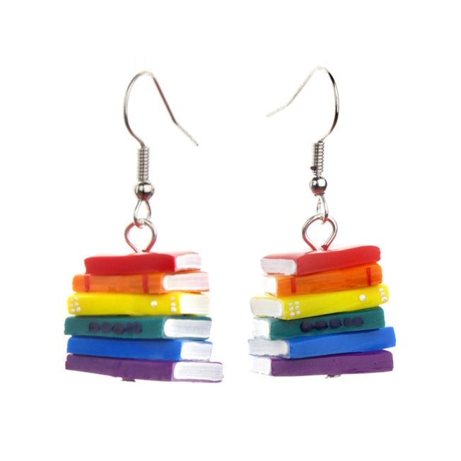 Rainbow Stack of Books Earrings