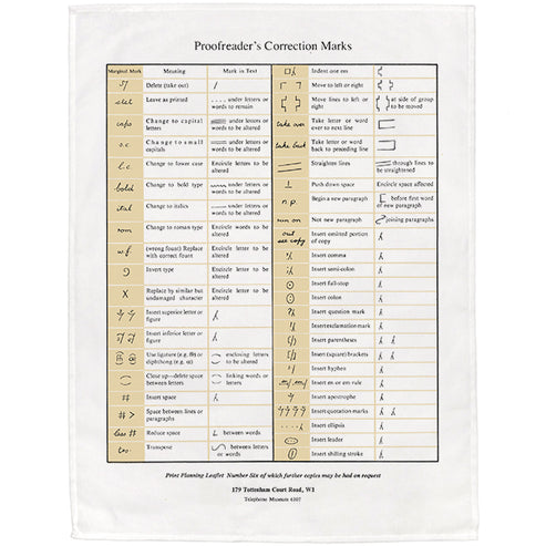 Proofreader's Correction Marks Tea Towel – The Literary Gift Company