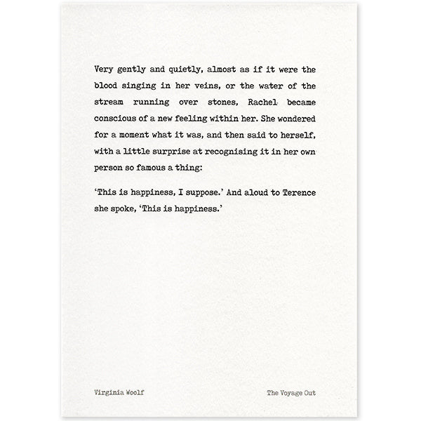 Virginia Woolf The Voyage Out - 'Happiness' Quotation Card