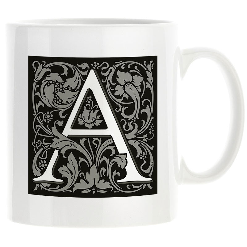 Decorated Initial Mug - Black