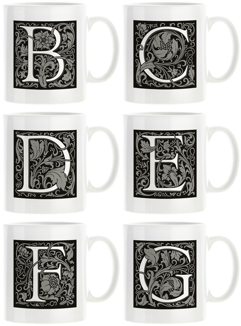 Decorated Initial Mug - Black